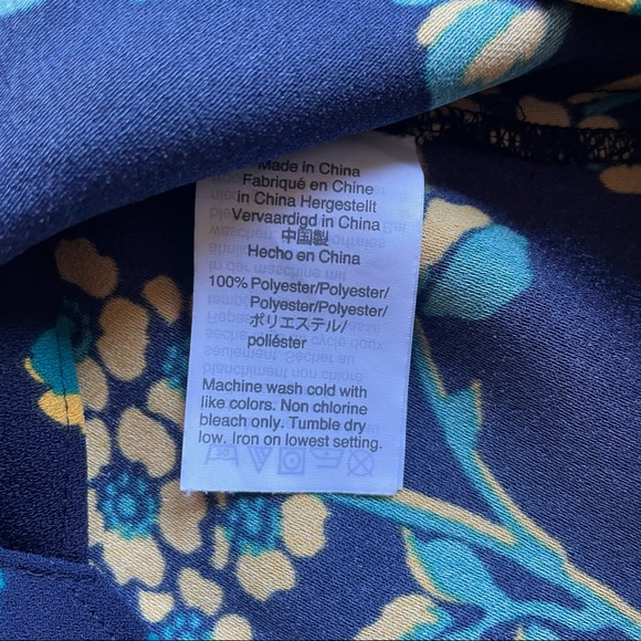 J Crew Floral Wrap Blouse - Navy and Gold, Size XSP - Picture 9 of 10